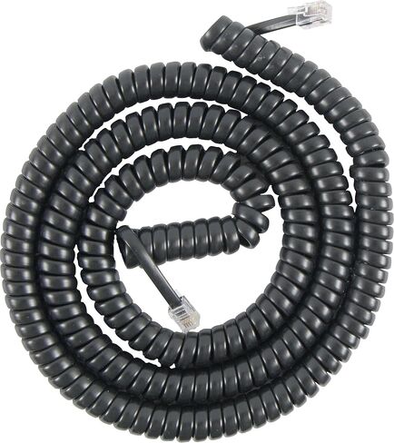Power Gear Coiled Telephone Cord, 4 Feet Coiled, 25 Feet Uncoiled, Phone Cord works with All Corded Landline Phones, For Use in Home or Office, Black, 76139 | Cord works with All Corded Landline Phones, For Use in Home or Office, Black, 76139 in Kuwait