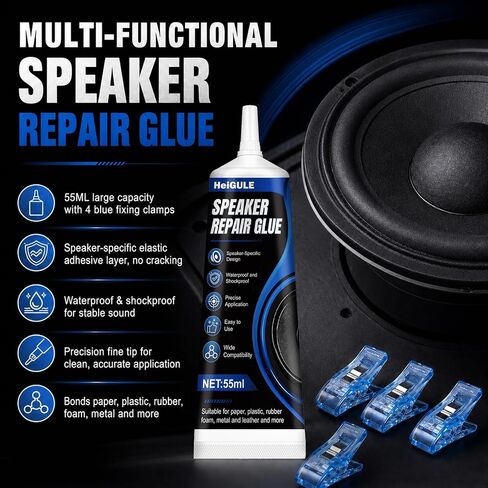 Speaker Repair Glue, Strong Speaker Glue, Waterproof and Shockproof | 1.86 Oz speaker glue, speaker repair kit with Fixing Clips, for Speaker Assembly and Repair Equipment in Saudi Arabia