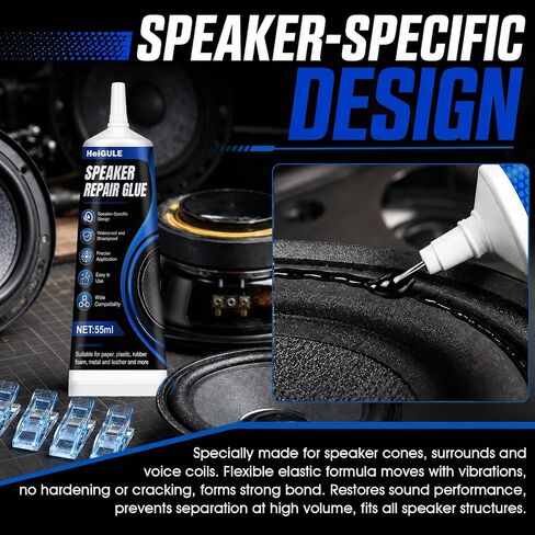 Speaker Repair Glue, Strong Speaker Glue, Waterproof and Shockproof | 1.86 Oz speaker glue, speaker repair kit with Fixing Clips, for Speaker Assembly and Repair Equipment in Saudi Arabia