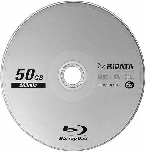 RiDATA BD-R DL Dual Layer Blu-ray Recordable Blank Disc, 50GB, 6X Speed, Logo Branded Surface, 25 Pack Spindle in Saudi Arabia