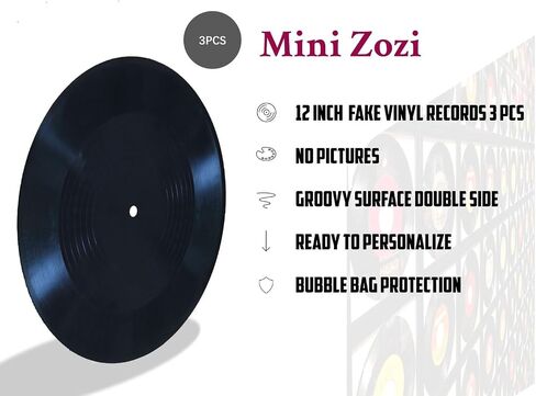 MINI ZOZI 12 inch Black Blank Vinyl Records Fake 3 PCS | Indie Aesthetic Room Home Decor on Wall Bedroom Living Room Music Studio Hip Hop Plain Cheap Decorative Blanks Vinyls Record in Saudi Arabia