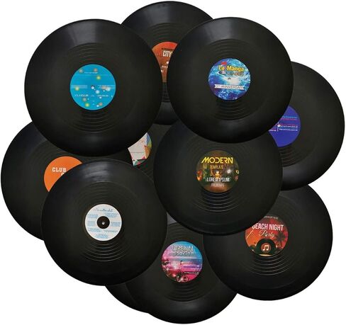 MINI ZOZI 12 inch Fake Vinyl Records Fake 10 Pieces in 1 Pack Decorative | Indie Aesthetic Room Decor or Home Decor on Wall for Bedroom or Living Room Discos Music Studio Hip Hop Decorative Purpose in Saudi Arabia