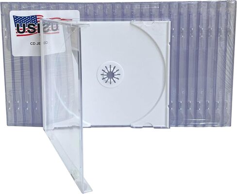 CD Jewel Cases Standard 10.4mm, Single 1 Disc, White, Pack of 10 in Saudi Arabia