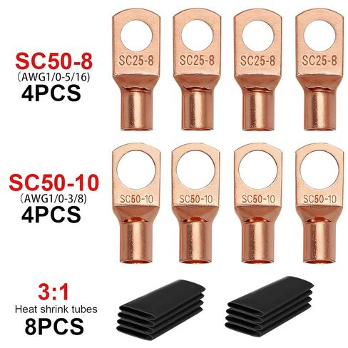 DLronwey 0 Gauge Wire 20FT,1/0 AWG Battery Cable,Copper Clad Aluminum Amp Wiring Kit with 8pcs Pure Copper Lugs & Heat Shrink Tube for Car Audio Amplifier, Inverter, RV, Marine, Solar, Winch in Saudi Arabia