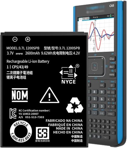 TI-84 Plus CE Battery for Texas Instruments,𝗨𝗽𝗴𝗿𝗮𝗱𝗲𝗱 High Capacity 0 Cycle,P11P35-11-N01 Battery,Part No 3.7L1200SPB 3.7V TI-Nspire CX II TI-Nspire CX II CAS in Saudi Arabia