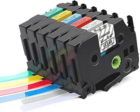 Colorty Replacement for Brother P-Touch Label Maker Tape TZe 12mm | 0.47" Laminated Label Tape TZ Colored Refills Compatible with Brother Ptouch PTD210 D220 H110 1000 1280 D400 Cube, 6 Pack in Saudi Arabia