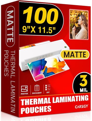 CAREGY Matte Laminating Sheets,100 Pack 9 x 11.5 Inches,3 Mil Thick | Ultra Clear with Matte Finish, Fitted for Letter Size Thermal Laminating Pouches 8.5 x 11 in Saudi Arabia