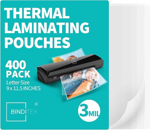 Binditek 3 Mil Thermal Laminating Pouches, 9x11.5 Inches, 100 Pack, Glossy in Saudi Arabia