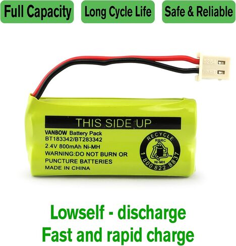 BT183342/BT283342 2.4V 800mAh Ni-MH Cordless Phone Battery Pack | Compatible with AT&T VTech Cordless Phone Batteries BT166342/BT266342 BT162342/BT262342 (Pack 2) in Saudi Arabia