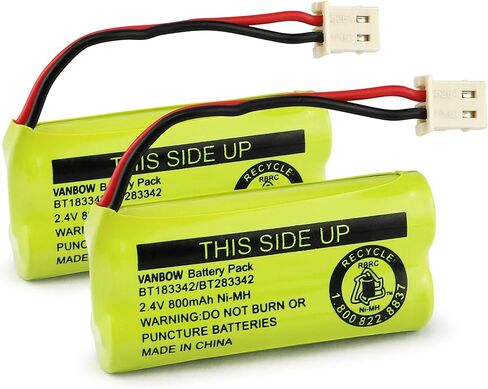 BT183342/BT283342 2.4V 800mAh Ni-MH Cordless Phone Battery Pack | Compatible with AT&T VTech Cordless Phone Batteries BT166342/BT266342 BT162342/BT262342 (Pack 2) in Saudi Arabia