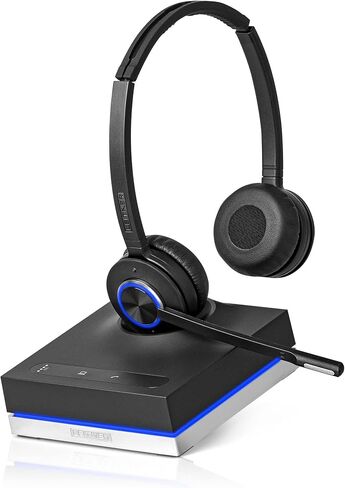 Leitner LH570 2-in-1 Wireless Office Headset with Mic - Computer & Telephone Headset (DECT Headset, not Bluetooth) - 5 Year Warranty - Phone Headsets for Office Phones in Saudi Arabia