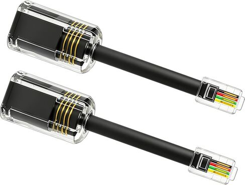 NECABLES 2+2 حزمة سلك هاتف غير متشابك لمجموعة سلك الهاتف الثابت | قطعتان من سلك سماعة الهاتف بطول 10 أقدام و2 قطعة لفك تشابك هاتف المكتب باللون الأسود in Kuwait