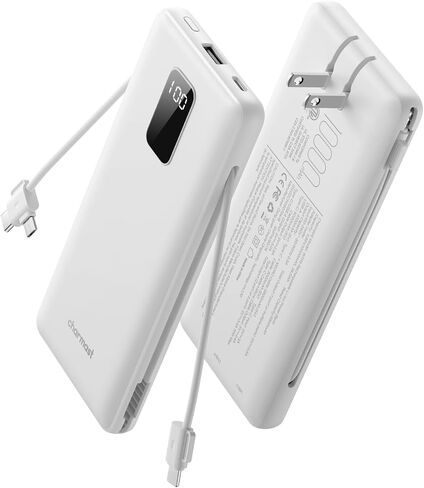 charmast Portable Charger Power Bank 10000mAh with Built-in AC Wall Plug | Built-in Cables,5 Outputs,Flight-Safe,Slim Travel Phone Charger for iPhone 17 14,Samsung Galaxy,iPad,Android,Smartwatch,etc in Saudi Arabia