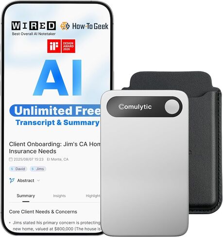 Comulytic Note Pro AI Voice Recorder, AI Meeting Recorder and Note Taker | Digital Voice Recorder, App Control Digital Video Recorder, Support 113 Languages & Ultra-Slim for Meetings, Calls, Lectures in Kuwait