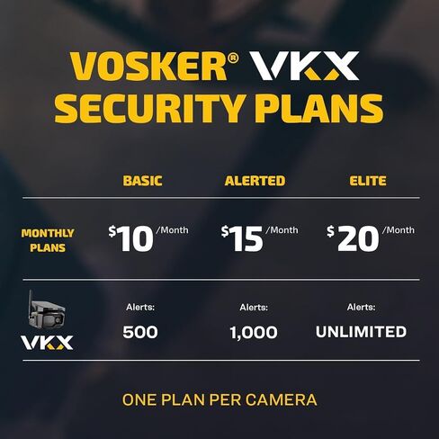 Vosker VKX Solar Powered 4G-LTE Outdoor Cellular Security Camera - No WiFi Needed, Motion Activated, Night Vision, SIM Card Included, On-Demand Mode - 15s Video Clips, IP65 Weather-Resistant | 15s Video Clips, IP65 Weather-Resistant, SIM Card Included, No in Saudi Arabia