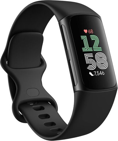 Google Fitbit Charge 6 - Fitness Tracker - Obsidian/Black | Google apps, heart rate on exercise equipment, 3-month Google Health Premium membership included, small and large bands in Kuwait