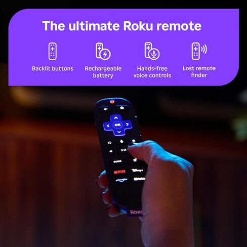 Roku Ultra, Ultimate Streaming Player - 4K Streaming Device for TV | HDR10+, Dolby Vision & Atmos - Bluetooth & Wi-Fi 6 - Rechargeable Voice Remote Pro with Backlit Buttons - Free & Live TV in Kuwait