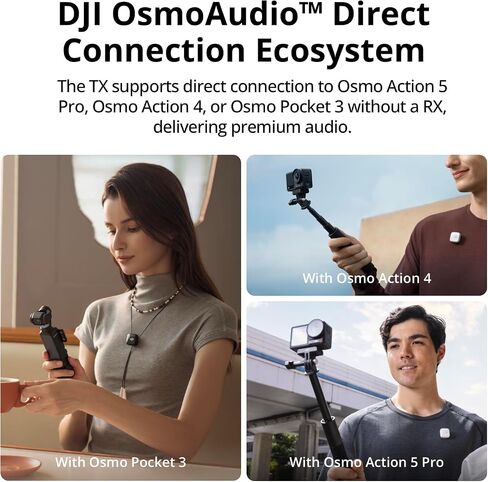 DJI Mic Mini (1 TX + 1 RX), Ultralight, Detail-Rich Audio | Noise Cancelling, Automatic Limiting, Wireless Microphone for Camera/iPhone/Android, Vlog, Streaming, 400m Transmission in Kuwait
