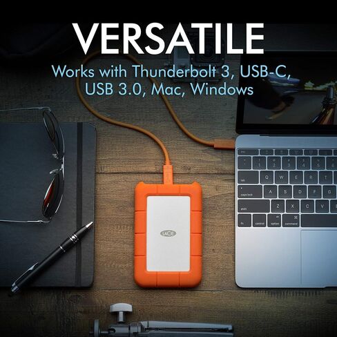 LaCie Rugged USB-C, 4TB, Portable External Hard Drive, Drop, Shock, Dust, Rain Resistant, for Mac & PC (STFR4000800) | Drop, Shock, Dust, Rain Resistant, For Mac in Saudi Arabia