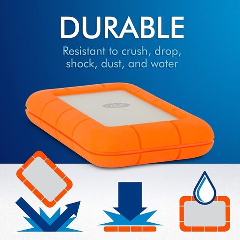 LaCie Rugged USB-C, 4TB, Portable External Hard Drive, Drop, Shock, Dust, Rain Resistant, for Mac & PC (STFR4000800) | Drop, Shock, Dust, Rain Resistant, For Mac in Saudi Arabia