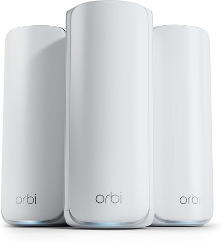 NETGEAR Orbi 770 Series Tri-Band WiFi 7 Mesh Network System (RBE773) - Router + 2 Satellite Extenders, Security Features, Up to 11Gbps, Covers up to 8,000 sq. ft., 100 Devices, 2.5 Gig Internet Port in Saudi Arabia