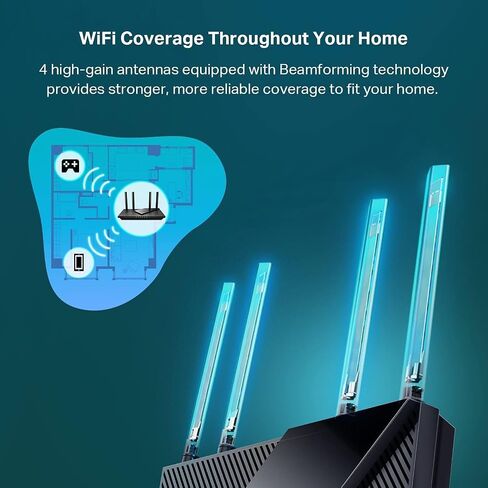 TP-Link AX1800 WiFi 6 Router (Archer AX21 V5) | Dual Band Wireless Internet, Gigabit, Easy Mesh, Works with Alexa - A Certified for Humans Device in Kuwait