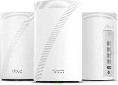 Deco 7 Pro Tri-Band WiFi 7 BE10000 نظام شبكي منزلي كامل 6 دفق بسرعة 10 جيجابت في الثانية | 4 × 2.5 جيجا منافذ توصيل سلكية، 4 × هوائيات داخلية ذكية، تصل إلى 7600 قدم مربع، VPN، HomeShield، AI-Roaming (BE63 3-Pack) in Kuwait
