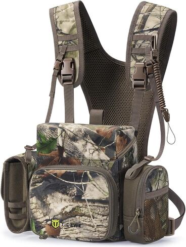 TIDEWE Binocular Harness Chest Pack with MOLLE & Silent Closure,Camo | Lightweight Waterproof Bino Harness with 2 Detachable Pouches & Magnetic Closure, Perfect for Hunting, Hiking & Birdwatching in Kuwait