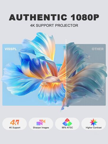 [Now with Netflix & 3500ANSI] 4K Smart Projector with WiFi and Bluetooth, Auto Focus & Keystone Portable Print Server Mini Projector with Stand, Outdoor Home Theater Small Proyector for bedroom in Kuwait