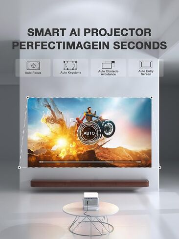 [Now with Netflix & 3500ANSI] 4K Smart Projector with WiFi and Bluetooth, Auto Focus & Keystone Portable Print Server Mini Projector with Stand, Outdoor Home Theater Small Proyector for bedroom in Kuwait