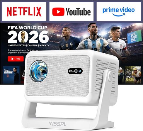 [Now with Netflix & 3200ANSI] 4K Smart Projector with WiFi and Bluetooth,Auto Focus & Keystone Portable Mini Projector with Stand,Outdoor Home Theater Small Proyector for bedroom White in Saudi Arabia