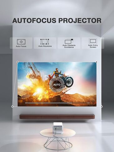 [Now with Netflix & 3200ANSI] 4K Smart Projector with WiFi and Bluetooth,Auto Focus & Keystone Portable Mini Projector with Stand,Outdoor Home Theater Small Proyector for bedroom White in Saudi Arabia