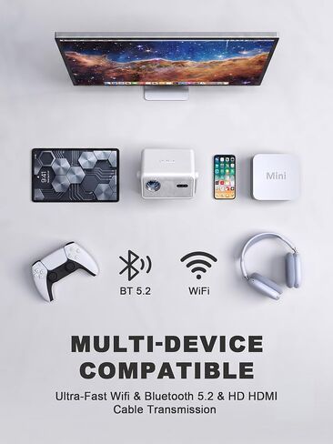 [Now with Netflix & 3200ANSI] 4K Smart Projector with WiFi and Bluetooth,Auto Focus & Keystone Portable Mini Projector with Stand,Outdoor Home Theater Small Proyector for bedroom White in Saudi Arabia