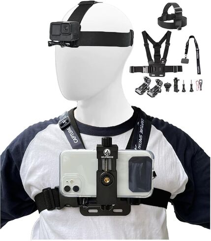 Adjustable Phone Chest Mount&Head Strap Kit,Quick-Release Harness for POV (Adjustable Phone Chest Mount & Head Strap Kit (1-Pack)) in Saudi Arabia