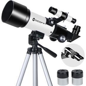 Telescopes, Telescope for Kids and Adults Beginners, 70mm Aperture 400mm Focus Length Refractor Travel Telescope with AZ Mount for Observe The Moon and Landscape (White) in Saudi Arabia