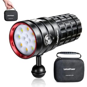 Dive Light,LetonPower TS S 10000Lumens 100m Underwater Video Light,Diving Flashlight,Waterproof Flashlight with Type-C Charging for Professional Under Water Sports in Saudi Arabia
