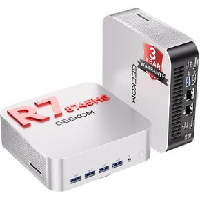 GEEKOM Barebones A8 Max Office Mini PC|AMD Ryzen 7 8745HS (Beats 7735hs) | Without RAM/SSD/OS(Memory Free),Dual LAN Mini Desktop Computer[3-Year Coverage] ,Radeon 780M/USB4/8K in Saudi Arabia