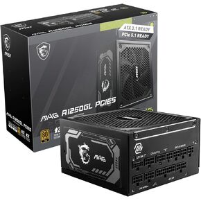 MSI MAG A750GL PCIE5, Fully Modular Compact Gaming 750W Power Supply, 80+ Gold, ATX 3.1 & PCIe 5.1 Ready, Native Dual-Color 12V-2x6 Cable, 10 Year Warranty in Saudi Arabia