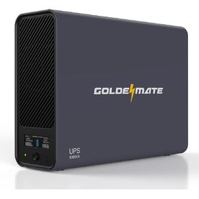 GOLDENMATE 1000VA / 800W بطارية ليثيوم UPS احتياطية وواقي من زيادة التيار، رمادي | إصدار احترافي مع منفذ اتصال، موجة جيبية نقية، 8 منافذ، شاشة LCD ملونة، بطارية احتياطية LiFePO4 بقوة 230 وات في الساعة لأجهزة الكمبيوتر/NAS/الإنترنت in Kuwait
