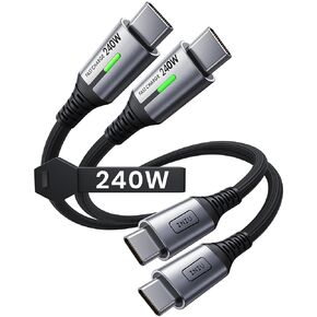 كابل INIU 240 واط USB C إلى USB C، [6.6 قدم + 6.6 قدم] سلك شحن سريع من النوع C | نايلون مجدول، شحن سريع، مؤشر LED، نقل بيانات USB-C، لهاتف iPhone 17 16 Pro، MacBook Pro، iPad، Samsung S26 إلخ in Kuwait