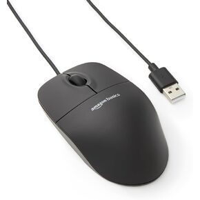 Amazon Basics 3-Button USB Wired Mouse with Responsive Tracking, Plug & Play, Compatible with Windows and Mac, Black in Kuwait