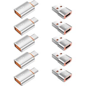 10-Pack 10Gbps/120W USB C to USB Adapter & C Male to 3.1 A Adapter,Orange in Kuwait