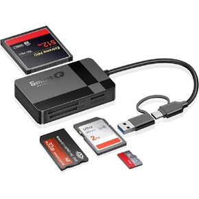 SmartQ C368 USB 3.0 Card Reader - Plug & Play, Compatible with Apple & Windows, Supports SD, Micro SD, MS, CF Cards in Saudi Arabia