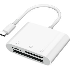 SD Card Reader for iPhone iPad Camera with USB C, Dual Card Slot USB 3.0 Memory Card Reader Supports SD/TF Card Trail Camera Viewer SD Card Adapter Portable Micro SD Card Reader No App Port Cards in Saudi Arabia