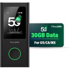 GlocalMe Numen Air 5G Mobile Hotspot, Portable WiFi Hotspot for Travel in 200+ Countries, Ultra High Speed Pocket Hotspot Device with Speed Up to 2.5Gbps, No SIM Card Required, 16 Connected Devices in Saudi Arabia