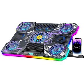 ChillCore Laptop Cooling Pad, RGB Lights Laptop Cooler 9 Fans for 15.6-19.3 Inch Laptops, Gaming Laptop Fan Cooling Pad with 8 Height Stands, 2 USB Ports - A21 Blue in Saudi Arabia