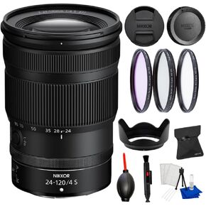 Nikon NIKKOR Z 24-120mm f/4 S Lens for Nikon Z Mount Mirrorless Cameras - Bundle with 3-Piece Filter Kit, Lens Pen, Dust Blower & Cleaning Kit and More in Kuwait