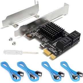 SATA Card, 6Gbps 4 Port Controller Expansion Card with 4 Cables & Low Profile Bracket, Non-Raid, Boot as System Disk, Support 4 SATA 3.0 Devices for Desktop PC & Workstation in Kuwait