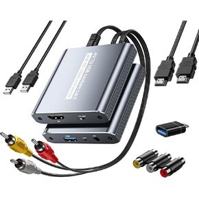 VHS to Digital Capture Card – USB Video Capture Card with HDMI Loop Out, RCA AV to USB for VCR/DVD/Hi8/PS2/Wii, 1080P 30fps Analog to Digital Converter, Effortless Record & Preview Old Videos on TV/PC in Saudi Arabia