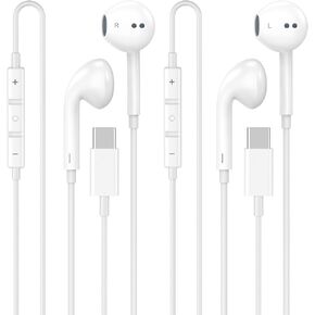 [Apple MFi Certified] USB C Headphones for iPhone 17 16 15 Pro Max 2 Pack | Wired USB C Earphones/Earbuds with Built-in Remote to Control Music/Phone Calls/Volume, Compatible for iPhone 17 16 15/Galaxy in Saudi Arabia